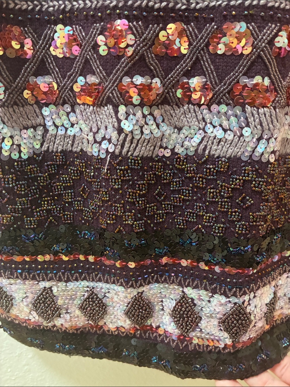 Sigrid Olsen Plum Embellished Knit Tank with Multicolor Accents - Picture 7 of 8